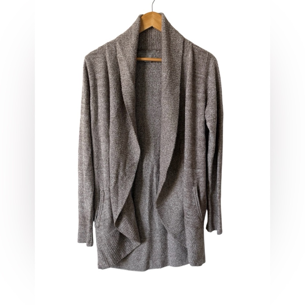 Barefoot Dreams CozyChic Lite Drape Cardigan Taupe M NWOT